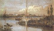 Joseph Mallord William Turner River scene with boats (mk31) oil